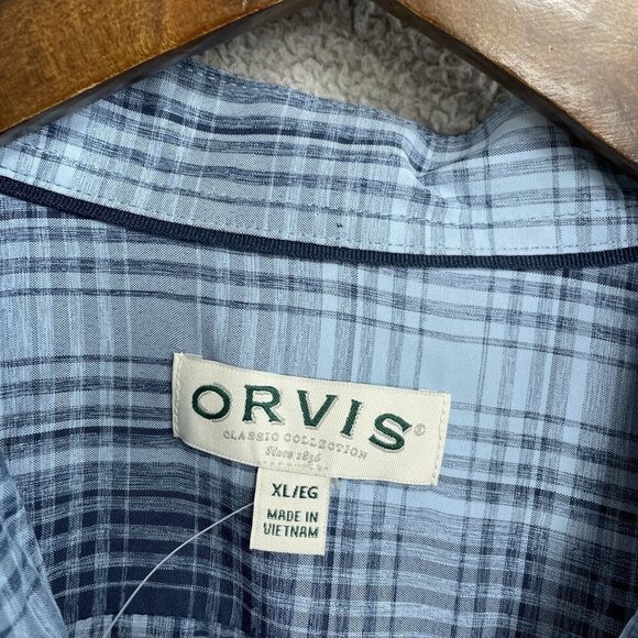 NEW Orvis Men's XL Short Sleeve Tech Shirt Blue Plaid Moisture Wicking UPF 30 - Picture 5 of 9